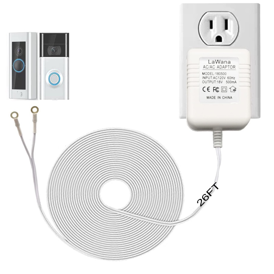 Generic Brand Home Entry Utility - 26FT Charging Cable18V500mA Doorbell Power Adapter for Video Doorbells