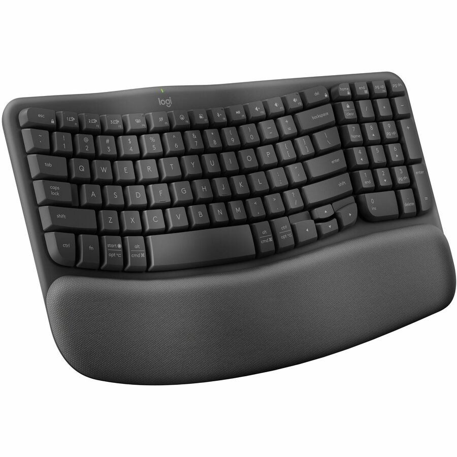 Logitech Portable Workstation Add-on - Logitech Wave Keys Wireless Ergonomic Keyboard with Cushioned Palm Rest