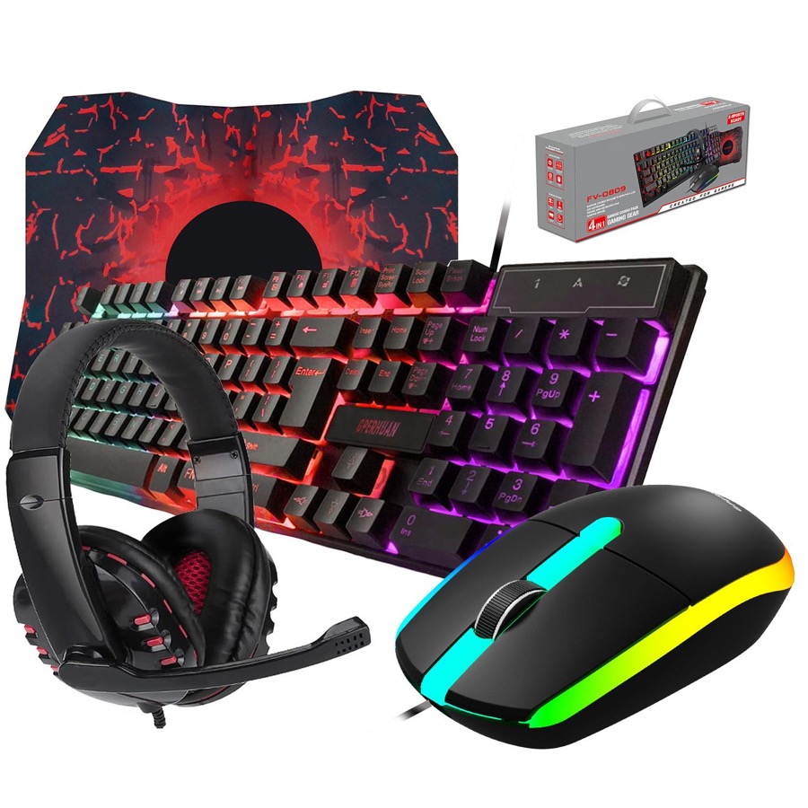 GPERHUAN Portable Workstation Add-on - Wired Gaming Keyboard and Mouse Headset Combo